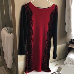 Red/black sweater dress